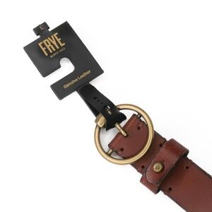 Frye Brown Leather Belt with Gold Buckle